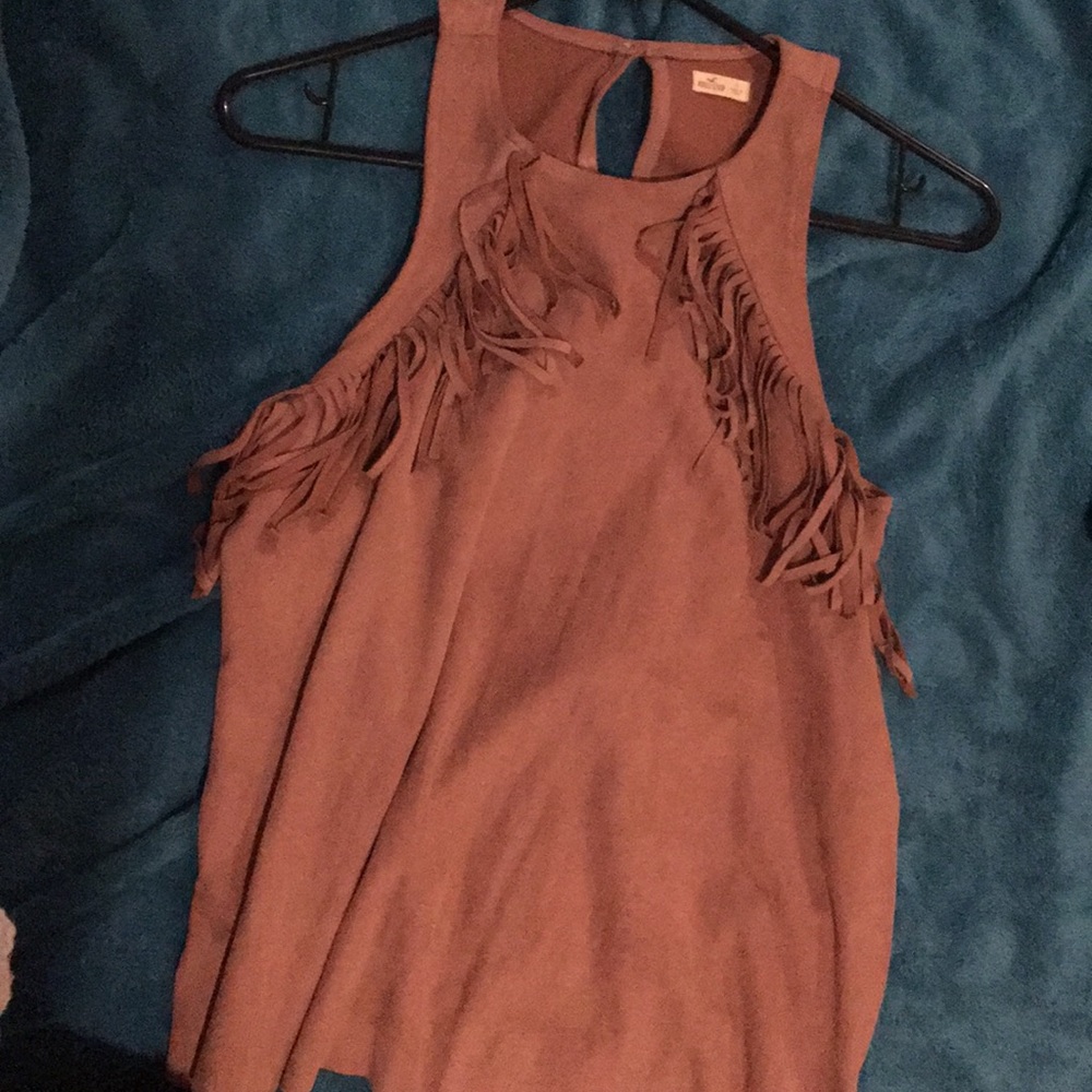 Hollister Suede Fringe Halter top